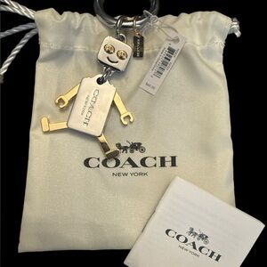 NWT Coach Gold  Silver Robot Keychain dustbag card 3” F65429 SV/GD